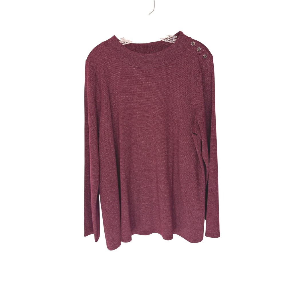 J. Jill Wearever Collection Shirt Long Sleeve Burgundy‎ Basic Casual Large